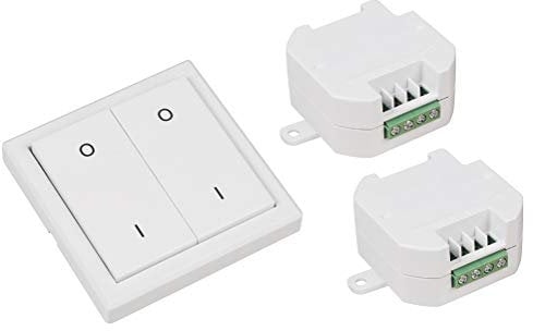 McPower | Funk-Schalter Set Comfort | 2 Empfänger + Wandtaster | LED geeignet | 433 MHz | 70 m Reichweite | 2000W | Unterputz | Smart Nachrüstung