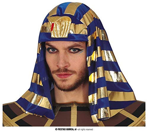 FIESTAS GUIRCA Ägyptischer souveräner Pharao Kopfschmuck in Gold und Blau