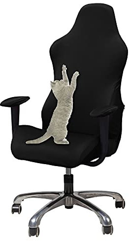 WOMACO Gaming-Stuhlhusse, Stretch-Sitzbezug für Leder, Computer, Liege, Rennen, gerüscht, Gamer, Stuhlschoner (Schwarz, Einheitsgröße)