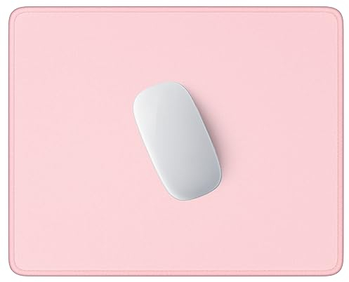 Hsurbtra Mouse Pad, Premium-Textured Square Mousepad 26 x 21 cm, Stitched Edge Anti-Slip Waterproof Rubber Mouse Mat, Pretty Cute Mouse Pad for Office Gaming Laptop Women Kids Pink