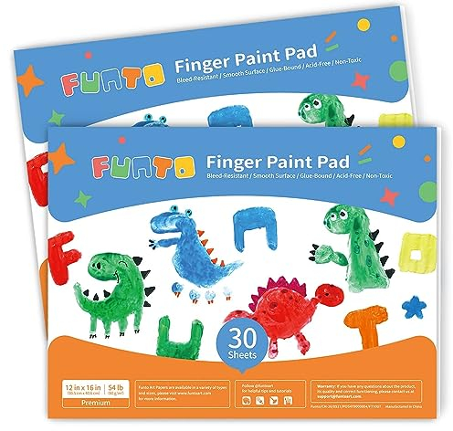 Funto Almohadilla de pintura para dedos para niños, 60 hojas en total, 12 x 16 pulgadas, paquete de 2, suministros de pintura para niños pequeños, almohadilla de pintura Tempera para niños