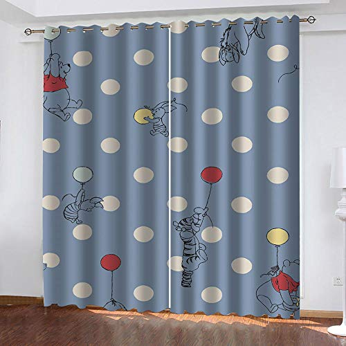 GSKBDQ Blickdichte Vorhänge Verdunkelungsvorhang Ösenvorhang 3D Druck Blauer Punkt Elefantenbaby Muster Gardinen Kinderzimmer Schlafzimmer Schallschutz Thermovorhang 140X260Cm（B X H） 2 Stücke