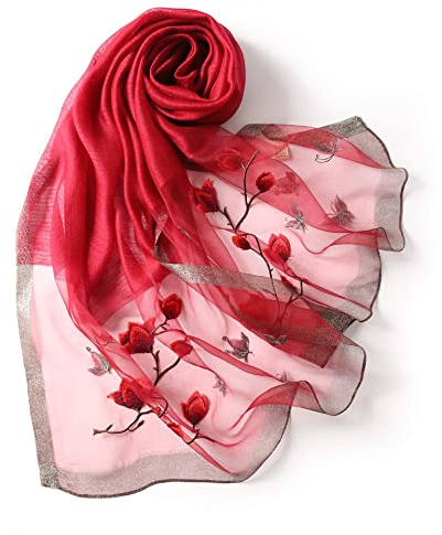 WEIGEER Silk Scarf - Sciarpa da donna in seta Shawl Pure Hijab Thin Masks Silk Cloth Luxury Binder per anziani realizzati a mano in seta da donna muslin Beach Scarf