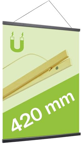 SPRINTIS Posterleiste 42 cm, holz, schwarz, magnetische Posterschiene im DIN A2 Format, Poster Aufhänger als gestalterisches Element