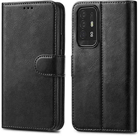 GAPlus PU Leather Flip Cover Wallet Case For OPPO A94 5G Card Holder Magnetic Kickstand Black