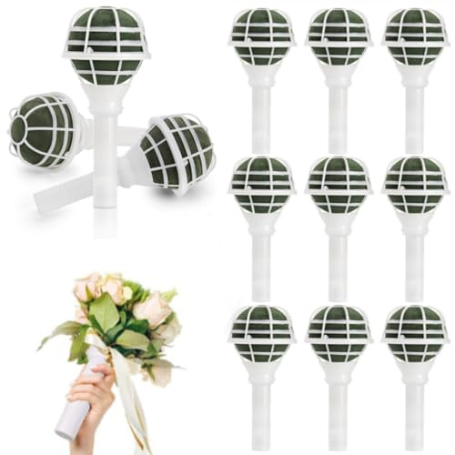 Lyellfe 12 Stück Blumenstrauß-Halter, Hochzeits-Brautstrauß-Griffhalter für frische künstliche Blumen, Blumenarrangements, Gartenbedarf