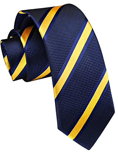 Enlision Herren Krawatte Schmale Blau Streifen Seide Krawatten für Formelle Büro oder Hochzeit Business 6cm