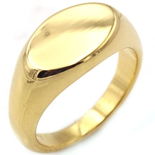 Aotiwe Verlobungsring für Männer, Ringe Herren Kleiner Finger Ovaler Flacher Siegelring aus Gold Edelstahl Größe 60 (19.1)