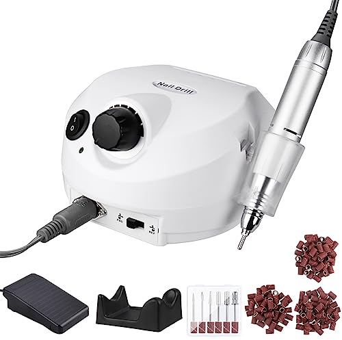 Nail Drill Machine Electric Nail File Drill Set 35000RPM Uppye Adjustable High Power Nail Drill Kit with Sanding Bands Low Noise Vibration Acrylic Nails Gel Nail Art Polisher Glazing Manicure Grinder
