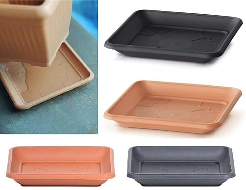 B2C Square Saucers Plastic Plant Pot/Water Trays 14cm-41cm (34cm, Anthracite)