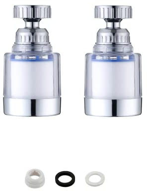 2 Pack Faucet Water Filters, 360 Degree Rotating Sink Tap Water Filter,Carbon Water Filtration Faucet Clean Purifier Filter Cartridge Water Tap Removes Chlorine Fluoride Heavy Metals Hard Water