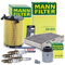 MANN-FILTER Inspektionspaket Filterset 1x Ölfilter, 1x Luftfilter, 1x Innenraumfilter (Aktivkohlefilter), 4x Zündkerze, 1x Ölablassschraube, 1x Ölwechselanhänger,