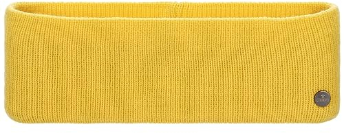 LIERYS Mono Stirnband Damen/Herren 8 cm breit - Made in Germany - dreilagiges Strickband gefüttert mit Baumwolle - Rippstrick Ohrenwärmer 54-60 cm - Ohrenschutz Herbst/Winter gelb One Size