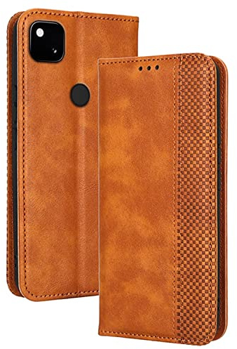 RankOne Flip-Lederhülle handyhülle für Google Pixel 4a (4G) (5.81 Inches) Braun