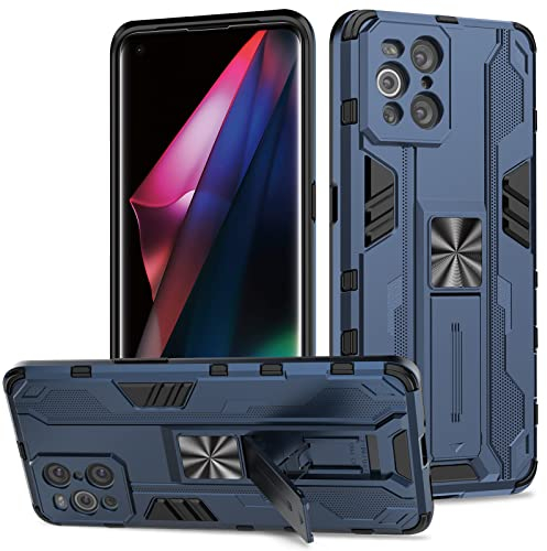 Btstring Hülle kompatibel mit Oppo Find X3/ Oppo Find X3 Pro, Militär Standard Cover Case Standfunktion Handy Hüllen -Blau