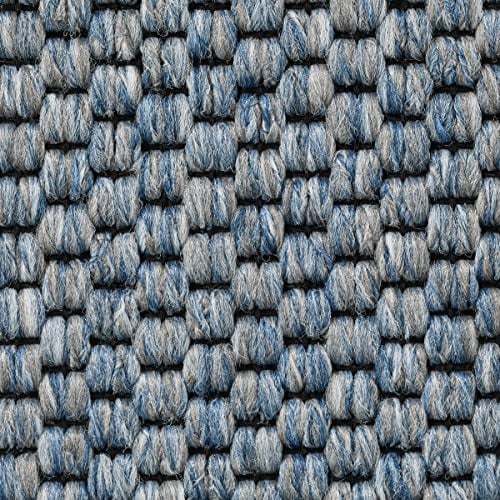 Teppichboden Kinderzimmer und Schlafzimmer Sisal Teppich Auslegware in Blau in 400 und 500 cm Breite mit Flachgewebe Struktur und Vliesrücken (5 m x 9.5 m)