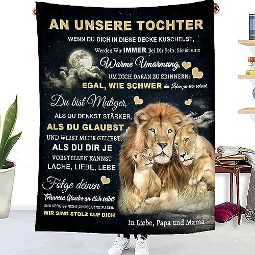 WJMSDK Personalisierte Decke Geschenke Für Tochter von Eltern, Kuscheldecke An Unsere Tochter von Mama und Papa, 18 Geburtstag Mädchen, Witziges Weihnachten Abschluss-Geschenke