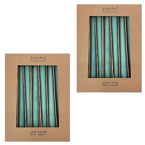Stabkerzen 20er-Set | Grün | Höhe 25 cm ø 2,2 cm | Brenndauer 7 Stunden - Premium Qualität | einfarbige Spitzenkerzen | pajoma