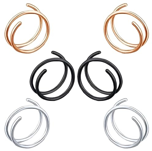 Decentraland Edelstahl-Spiral-Nasenring,doppelter Hoop-Nasenring,einzelnes durchbohrtes Nasenpiercing für Frauen,hypoallergen