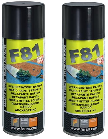 Faren F81 Sverniciatore Spray, Rimozione Vernici e Colori per tutte le Superfici, Ecologico, Rapido,Facile, Sicuro, 400ml (2)