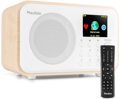 Audizio Vicenza - Radio Digital Dab+/FM e Internet con Bluetooth 5.0, batería Recargable de 10h, Pantalla a Color, Ideal para Cocina, Viajes o Escritorio, diseño Compacto en Blanco con WiFi Integrado