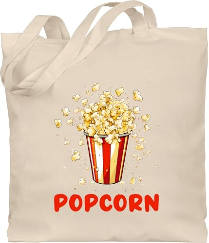 Baumwolltasche - & Fasching - Taschen - Popcorn Fan I Popcornverkleidung Karneval I Filmliebhaber Pop-Corn - Unisize - Naturweiß - kamellebeutel faschings pop corn tasche wurfbeutel karnevals