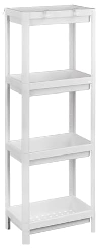 T-LoVendo Estantería Auxiliar Portátil Multiusos para Baño, Cocina, 4 Baldas Perforadas, Higiénica, Ligera, Fabricada en PP, Resistente