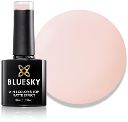Bluesky 2 in 1 Matte Colour & Top Gel Nail Polish 10ml, Blush Pink Petal - LPT02, Matte Pastel Finish, No Top Coat Needed, Pink Gel Nail Polish, Requires Curing Under LED UV Nail Lamp
