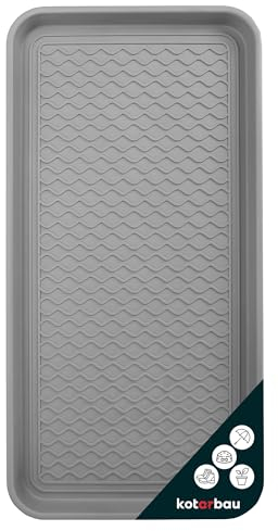 KOTARBAU® Schuhabtropfschale 38 x 76 cm Abtropfmatte Schuhe Grau Schuhmatte Abtropfmatte Kunststoff Schuhwanne Schuhablage Winter Schuhunterlage Schuhtasse Schuh Unterlage Abtropfwanne Schmal