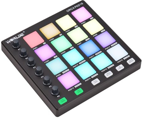 SIUKE MIDI-Controller Beat Maker Machine 6 zuweisbare Knöpfe Notenwiederholung Vollstufentasten und Produktionssoftware Tragbares Mini-MIDI-Controller-Pad USB für Anfänger in der Musikproduktion