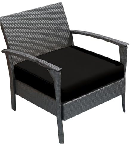 Crescent Textile Outdoor Rattan Chair Seat Pads Cushion Pad Waterproof Material for Garden Furniture Kitchen Dining Living Room Patio Office Coffee Shop Seat Pads (Black, 50 X 50 X 5cm)