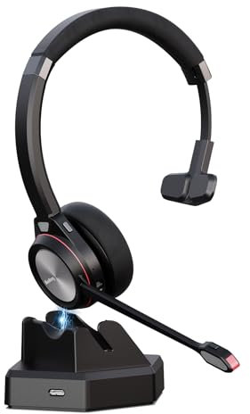 Beebang Bluetooth Headset with Microphone & Mute Button, 30 Hrs Working Time, Mono Noise Cancelling for PC Laptop Teams Zooms Work Business Meeting