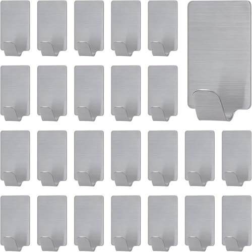 SHSHbuy 24 Stück Klebehaken Edelstahl,Haken Selbstklebend Edelstahl,Klebehaken Kleine Wandhaken Selbstklebend Haken Handtuchhaken für Bad Toilette Küche Büro