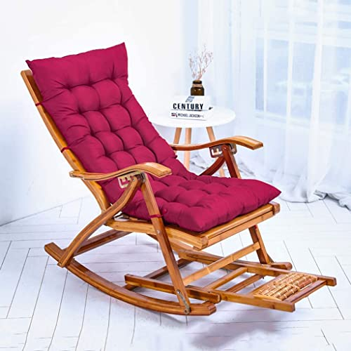 Klappbare Liegen, Strand-Sonnenliege, Liegestuhl, Bambus-Schaukelstuhl, Garten, Outdoor-Relax-Liege, Zero-Gravity-Stühle mit bequemen Kissen, maximale Belastung 200 kg, Grau (Rot)