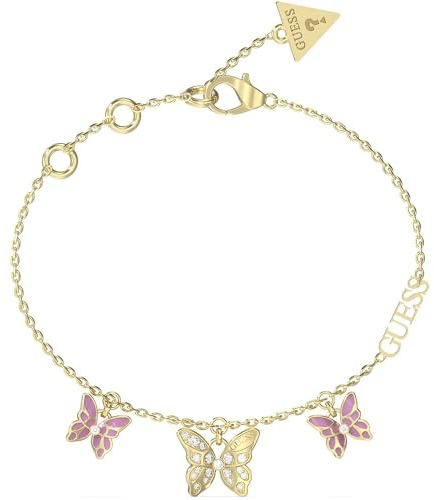 GUESS Braccialetto da Donna della Collezione Crisalide. Il Braccialetto ha Come Simbolo Farfalla ed ha Misura: S. Il Braccialetto ha Colore Oro e Rosa. La referenza è: JUBB04102JWYGLPS