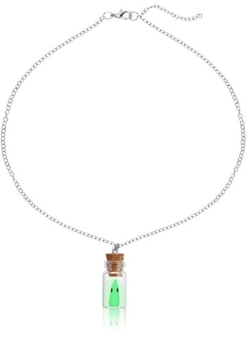 Mikovivi Ghost in A Bottle Pendant Necklace, Premium Luminous Ghost Necklace Glow in The Dark Adopt A Ghost Necklace Halloween Birthday Gift for Men Women(Green)