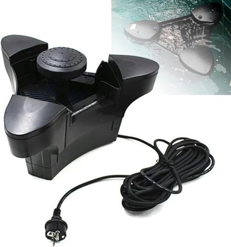 FKINGLRK Automatic Pool Surface Cleaner Floating Pond Skimmer, Pond Waste Disposer with 3 Fountain Modes, Continually Captures Floating Debris, Skimmer & Clarifier for Large Pond, Garden Pond