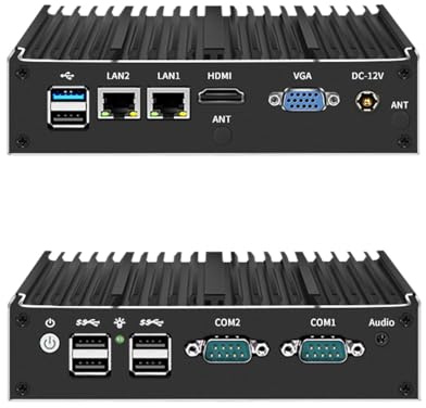 HSIPC Celeron J1900 X86 Thin Client, Mini PC, Nano PC, Cheap PC with 8G RAM 250G SSD Dual RJ45 Port Dual COM RS485 VGA HDMI 6 USB