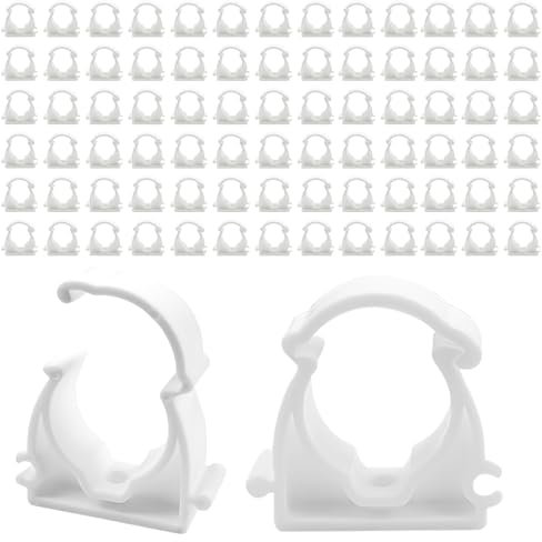 80Pcs Single Hinged Pipe Clips, Ø20mm Single Quick Lock Pipe Clamps, Interlockable Conduit Clips, Plastic Tubing Snap Clamps Up to 95 °C (203 °F), Push-Fit Pipe Holder for Pipeline Hose Plumbing