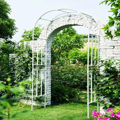Arche de jardin en métal robuste de 3,2 m - Treillis pergola pour rosiers, vignes grimpantes, plantes grimpantes, blanc - L 230 x H 240 x l 40 C