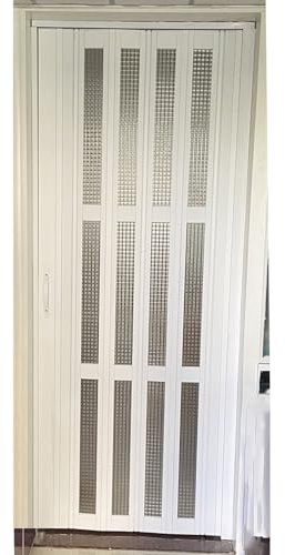 Porte Accordéon Interieur Blanc Aluminium Porte Pliante 80 90 100 Cm Personnalisable, Coulissante Acrylique à Carreaux Porte Accordéon, Intérieur Séparateur de Pièce Porte Accordéon pour Cuisine Salle