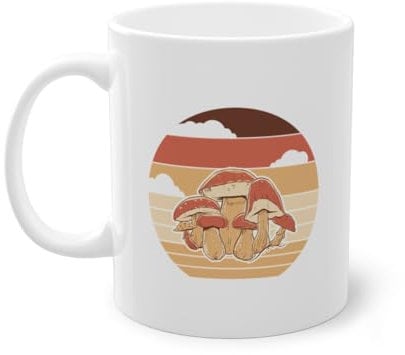 Retro Food Cerca Cacciatore Tazza Di Caffè | Identificazione Raccogliere Funghi Caccia Tazza Bianco (08543C)