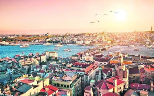 Puzzle für Erwachsene, 1000 Teile, Istanbul, Türkei, Skyline, glänzend, Holzpuzzles, Banner, Landschaft, Sonne, A281, herausfordernde Puzzles für Freunde, Familie, Wanddekoration
