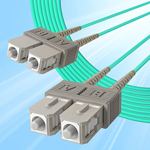 10Gtek Câble de raccordement en fibre optique SC vers SC OM3 10 Go/Gigabit Multimode Duplex 50/125μm LSZH pour émetteur-récepteur SFP, Aqua, 4 m