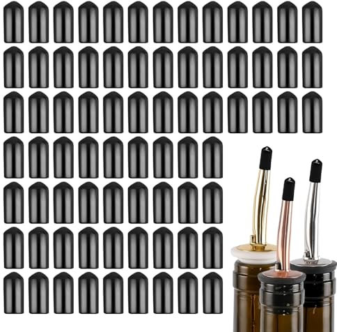 Liquor Bottle Covers, Leakproof Silicone Liquor Pourer, Wine Topper, Juice Glass Stopper, Beverage Dispenser for Olive Oil, Syrup, Condiment Bottles, 100 Pack, Syrups, Oils, and Condiments