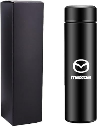 luguanglian Termo para Coche Mazda CX-5 2013-2023, Acero Inoxidable 304 con Pantalla LED, Botella Térmica 500ml Doble Pared, Ideal para Viajes y Regalos,Black