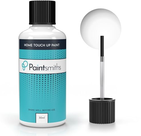 Paintsmiths Touch Up Paint - Multi Surface Paint for Kitchen, Bathroom, Radiators, Wood & uPVC - Satin - 30ml Bottle & Brush - Easy Application - Quick Drying Chip & Scratch Repair