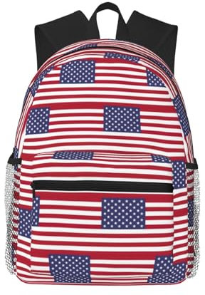 LGHDFYO Zaino alla moda con bandiera americana, zaino casual per uomo e donna, borsa per computer portatile, viaggi, escursionismo, campeggio, Nero, taglia unica