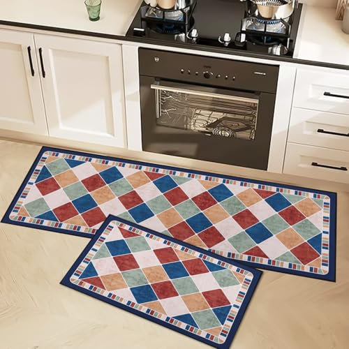 LY4U Conjuntos de Alfombrillas de Cocina Antideslizantes Lavables, Juegos de 2 Alfombrillas Anti-Fatiga para el Hogar, Alfombra de Piso, Decoración, Oficina, Escritorio de Pie