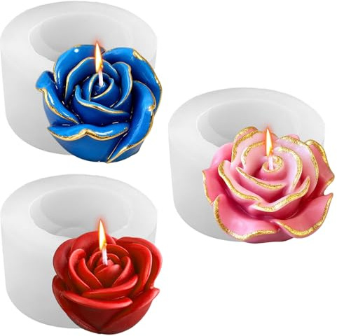 Midnadiy moldes velas, suave moldes silicona 3d flores con superficie lisa, velas de silicona Fácil de desmoldar, Perfecto para manualidades DIY, moldes para la fabricación de velas